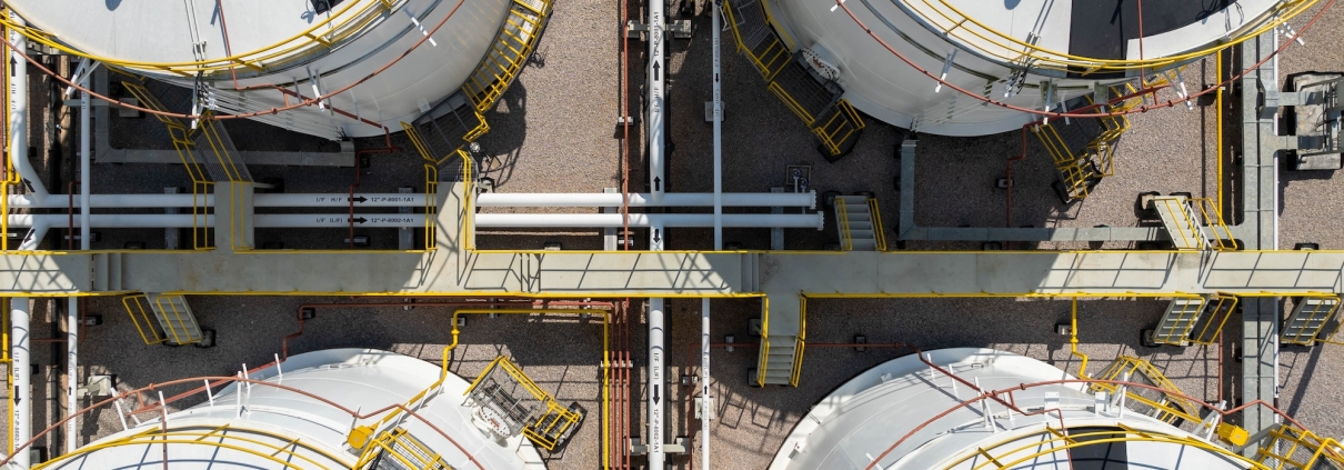Aerial view fuel storage tank oil