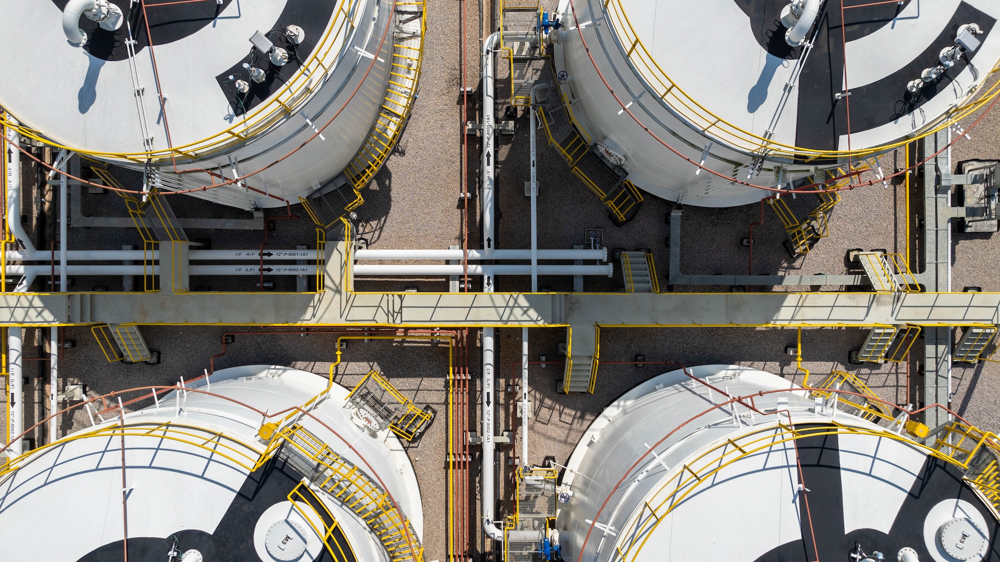 Aerial view fuel storage tank oil